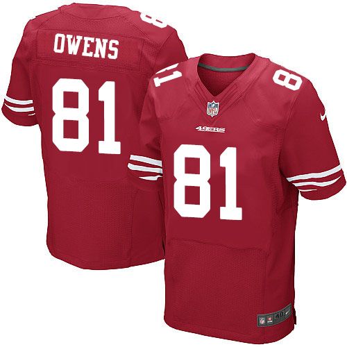 49ers #81 Terrell Owens Red Team Color Men's Stitched NFL Elite Jersey