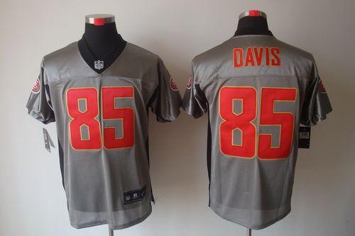 49ers #85 Vernon Davis Grey Shadow Men's Stitched NFL Elite Jersey