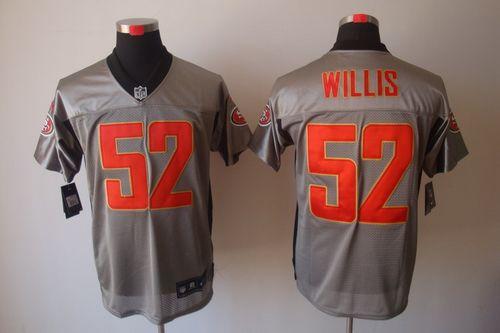 49ers #52 Patrick Willis Grey Shadow Men's Stitched NFL Elite Jersey