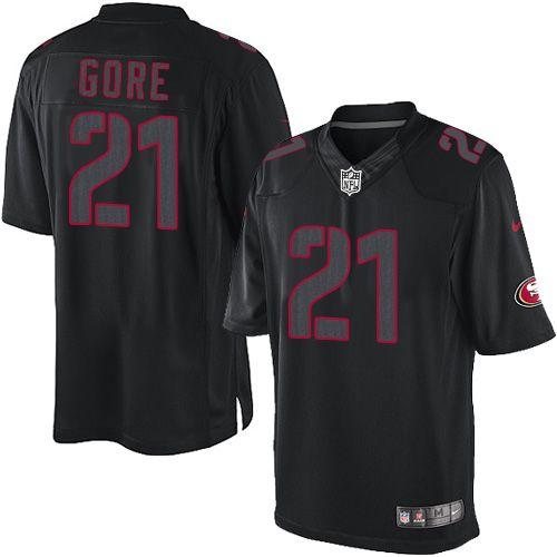 49ers #21 Frank Gore Black Men's Stitched NFL Impact Limited Jersey