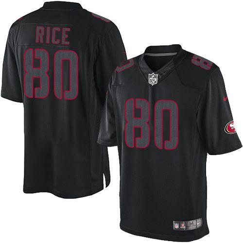 49ers #80 Jerry Rice Black Men's Stitched NFL Impact Limited Jersey