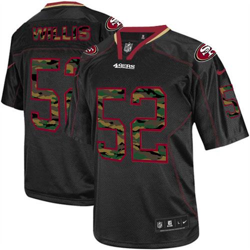 49ers #52 Patrick Willis Black Men's Stitched NFL Elite Camo Fashion Jersey