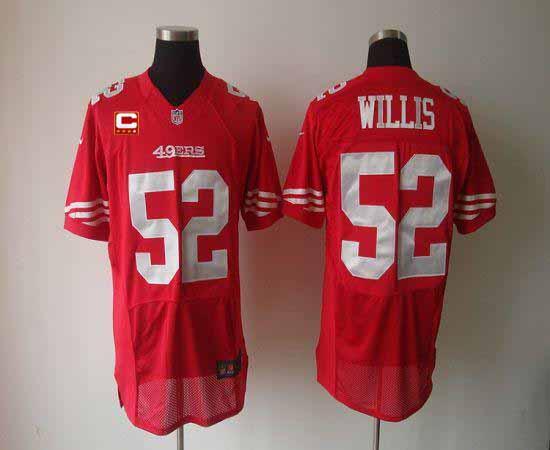 49ers #52 Patrick Willis Red Team Color With C Patch Men's Stitched NFL Elite Jersey