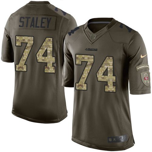 49ers #74 Joe Staley Green Men's Stitched NFL Limited Salute to Service Jersey