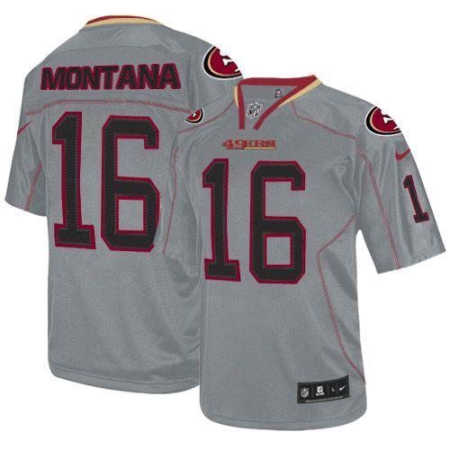 49ers #16 Joe Montana Lights Out Grey Men's Stitched NFL Elite Jersey