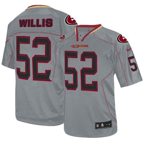 49ers #52 Patrick Willis Lights Out Grey Men's Stitched NFL Elite Jersey