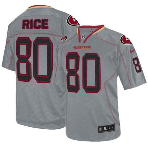 49ers #80 Jerry Rice Lights Out Grey Men's Stitched NFL Elite Jersey