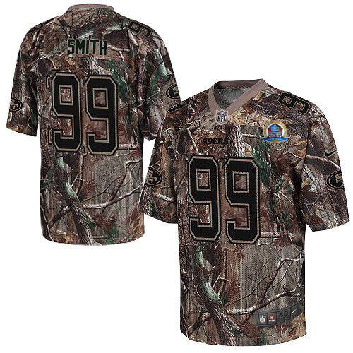 49ers #99 Aldon Smith Camo With Hall of Fame 50th Patch Men's Stitched NFL Realtree Elite Jersey