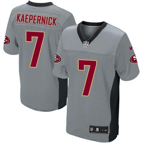 49ers #7 Colin Kaepernick Grey Shadow Men's Stitched NFL Elite Jersey