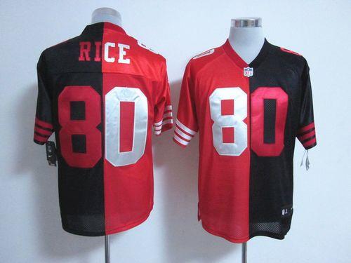 49ers #80 Jerry Rice Black/Red Men's Stitched NFL Elite Split Jersey