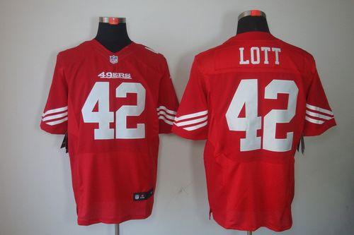 49ers #42 Ronnie Lott Red Team Color Men's Stitched NFL Elite Jersey