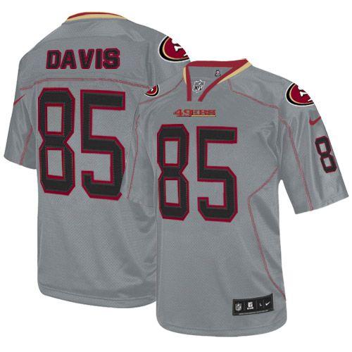 49ers #85 Vernon Davis Lights Out Grey Men's Stitched NFL Elite Jersey