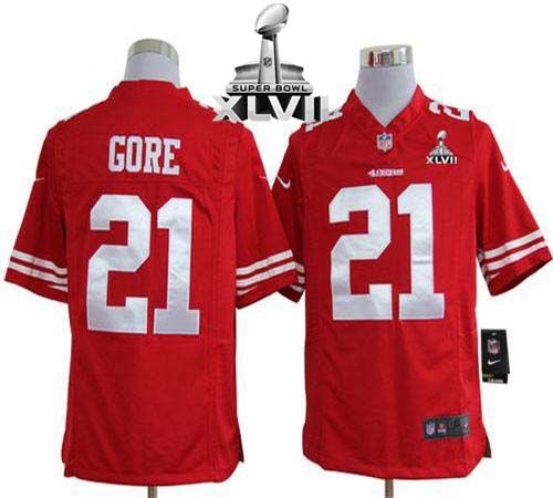 49ers #21 Frank Gore Red Team Color Super Bowl XLVII Men's Stitched NFL Game Jersey