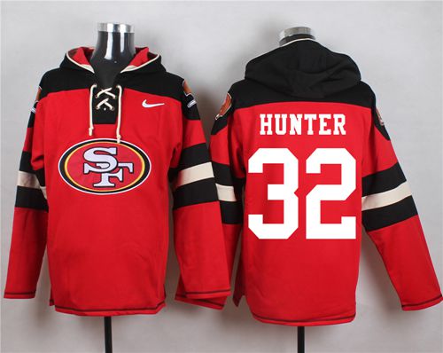 49ers #32 Kendall Hunter Red Player Pullover NFL Hoodie