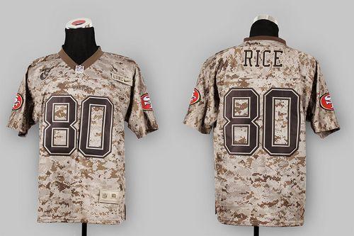 49ers #80 Jerry Rice Camo USMC Men's Stitched NFL New Elite Jersey