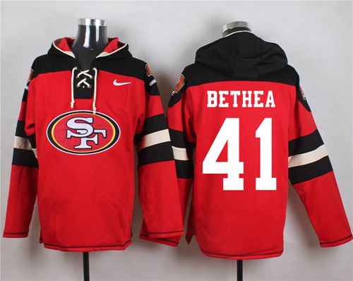 49ers #41 Antoine Bethea Red Player Pullover NFL Hoodie