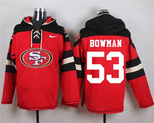 49ers #53 NaVorro Bowman Red Player Pullover NFL Hoodie