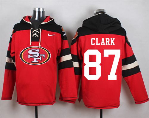 49ers #87 Dwight Clark Red Player Pullover NFL Hoodie