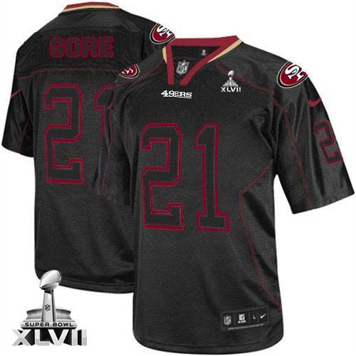 49ers #21 Frank Gore Lights Out Black Super Bowl XLVII Men's Stitched NFL Elite Jersey