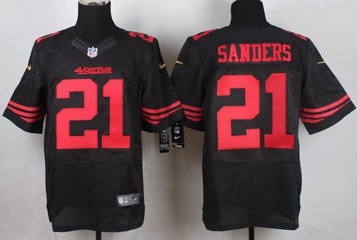 49ers #21 Deion Sanders Black Alternate Men's Stitched NFL Elite Jersey