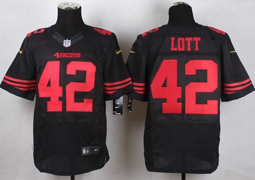 49ers #42 Ronnie Lott Black Alternate Men's Stitched NFL Elite Jersey