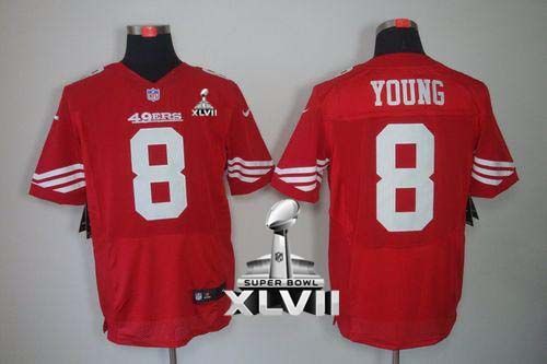 49ers #8 Steve Young Red Team Color Super Bowl XLVII Men's Stitched NFL Elite Jersey