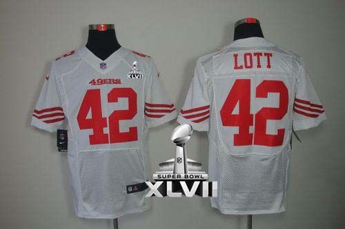 49ers #42 Ronnie Lott White Super Bowl XLVII Men's Stitched NFL Elite Jersey