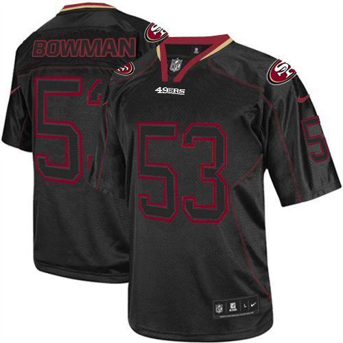 49ers #53 NaVorro Bowman Lights Out Black Men's Stitched NFL Elite Jersey