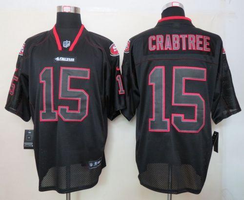 49ers #15 Michael Crabtree Lights Out Black Men's Stitched NFL Elite Jersey