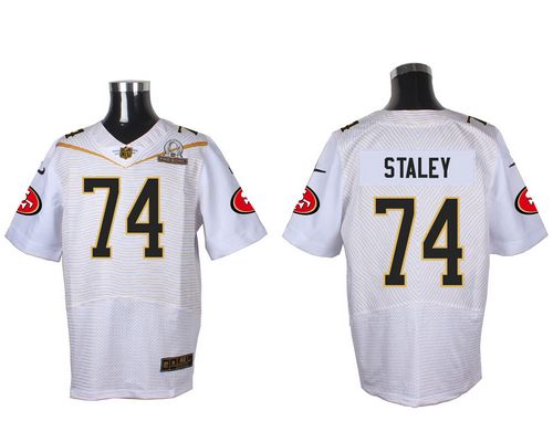 49ers #74 Joe Staley White 2016 Pro Bowl Men's Stitched NFL Elite Jersey