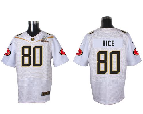 49ers #80 Jerry Rice White 2016 Pro Bowl Men's Stitched NFL Elite Jersey