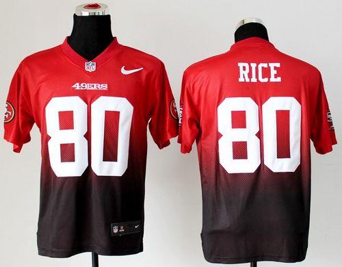 49ers #80 Jerry Rice Red/Black Men's Stitched NFL Elite Fadeaway Fashion Jersey
