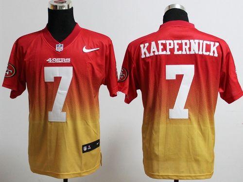 49ers #7 Colin Kaepernick Red/Gold Men's Stitched NFL Elite Fadeaway Fashion Jersey