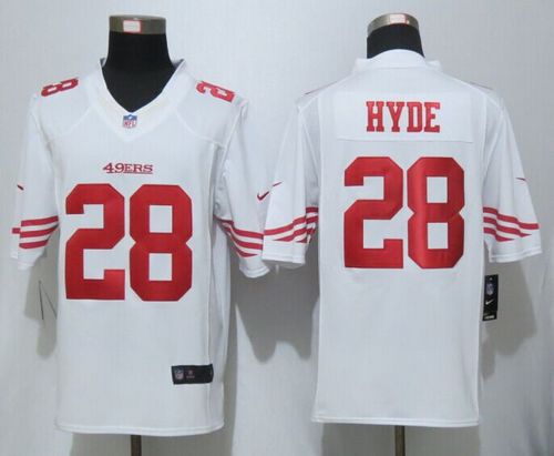 49ers #28 Carlos Hyde White Men's Stitched NFL Limited Jersey
