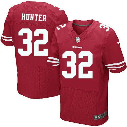 49ers #32 Kendall Hunter Red Team Color Men's Stitched NFL Elite Jersey