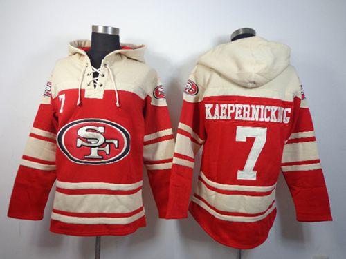 49ers #7 Colin Kaepernick Red Sawyer Hooded Sweatshirt NFL Hoodie