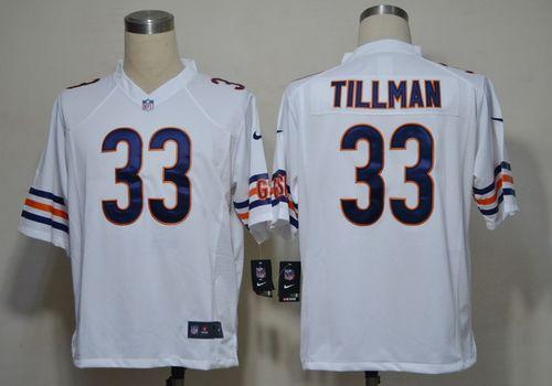 Bears #33 Charles Tillman White Men's Stitched NFL Game Jersey