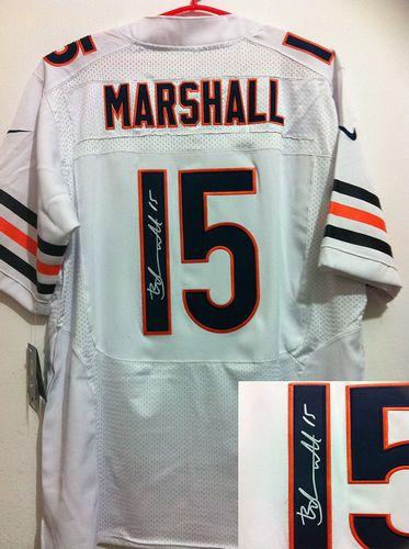 Bears #15 Brandon Marshall White Men's Stitched NFL Elite Autographed Jersey