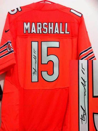 Bears #15 Brandon Marshall Orange Alternate Men's Stitched NFL Elite Autographed Jersey