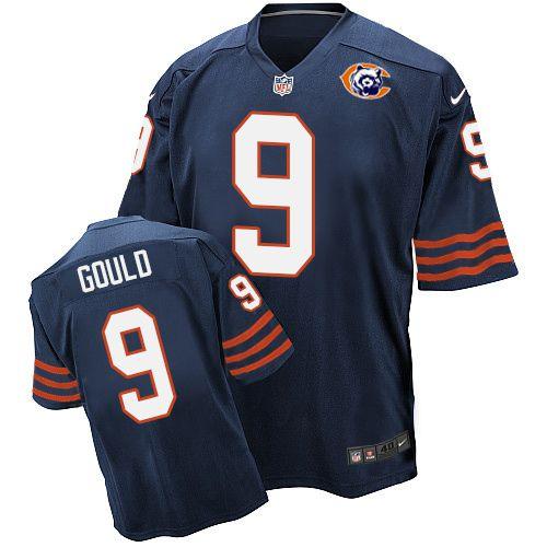 Bears #9 Robbie Gould Navy Blue Throwback Men's Stitched NFL Elite Jersey