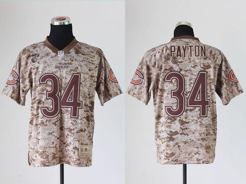 Bears #34 Walter Payton Camo USMC Men's Stitched NFL New Elite Jersey
