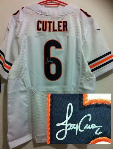 Bears #6 Jay Cutler White Men's Stitched NFL Elite Autographed Jersey