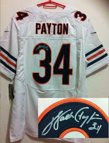 Bears #34 Walter Payton White Men's Stitched NFL Elite Autographed Jersey