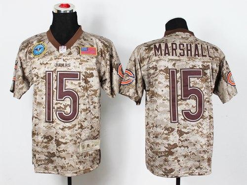 Bears #15 Brandon Marshall Camo Men's Stitched NFL New Elite USMC Jersey