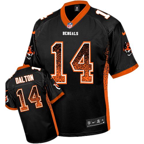 Bengals #14 Andy Dalton Black Team Color Men's Stitched NFL Elite Drift Fashion Jersey