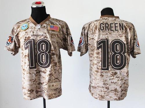 Bengals #18 A.J. Green Camo Men's Stitched NFL New Elite USMC Jersey
