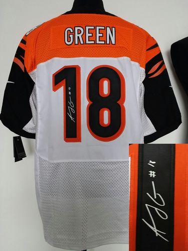 Bengals #18 A.J. Green White Men's Stitched NFL Elite Autographed Jersey