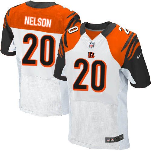 Bengals #20 Reggie Nelson White Men's Stitched NFL Elite Jersey