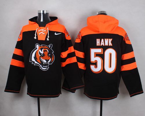 Bengals #50 A.J. Hawk Black Player Pullover NFL Hoodie