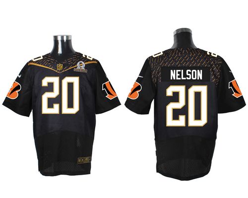 Bengals #20 Reggie Nelson Black 2016 Pro Bowl Men's Stitched NFL Elite Jersey